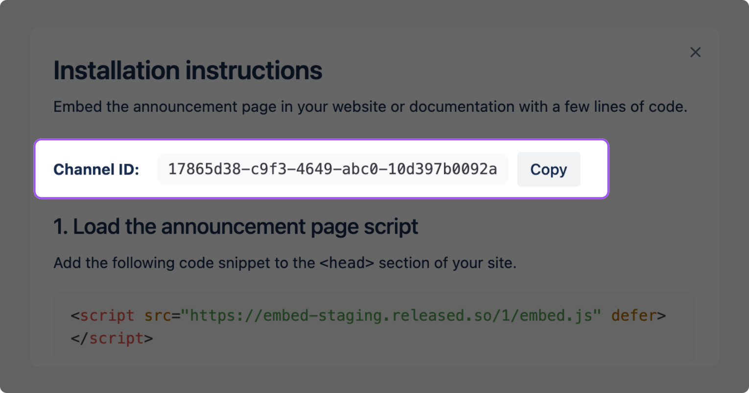 Note down the channel ID highlighted in the embed code