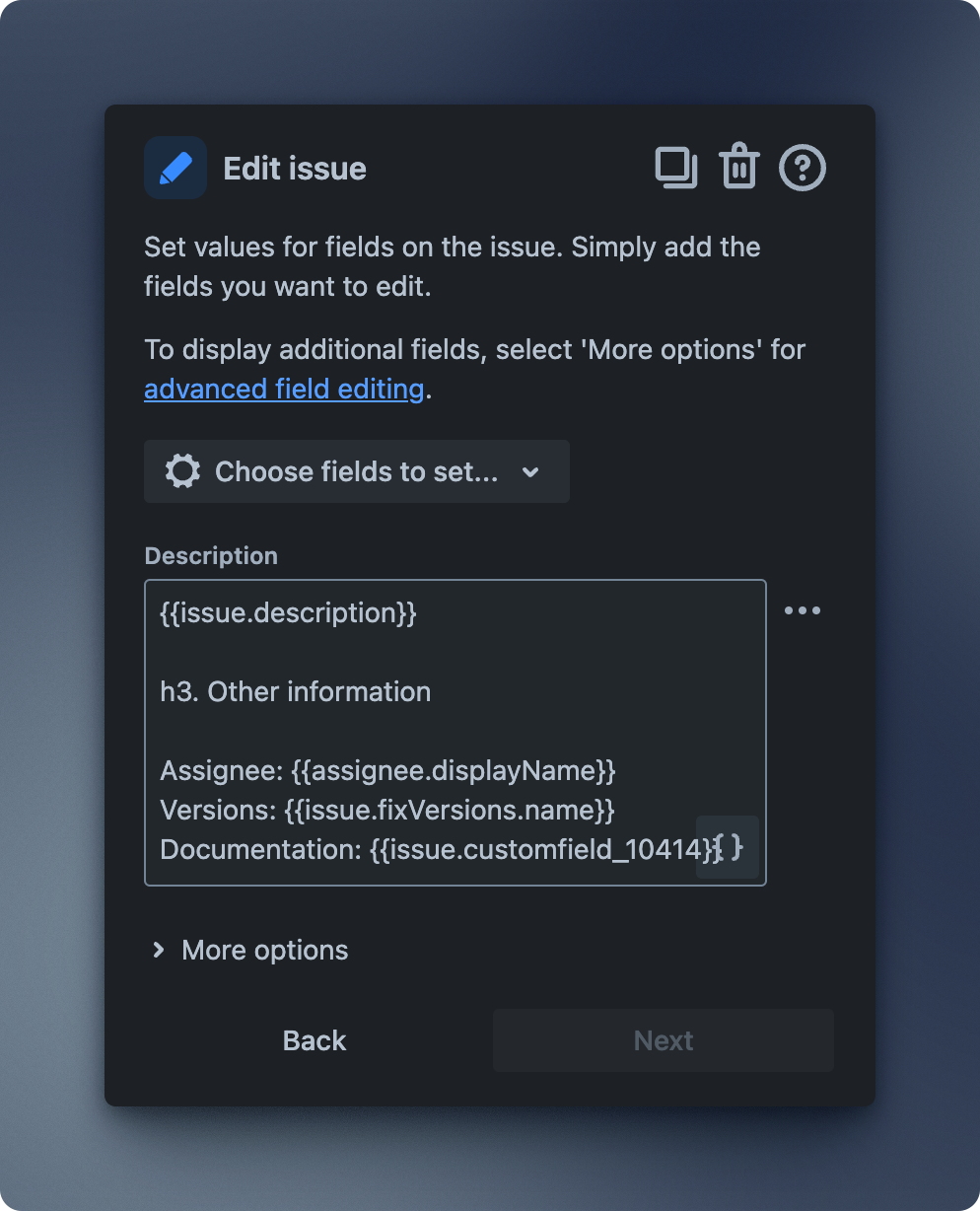Jira Automation   Edit Action