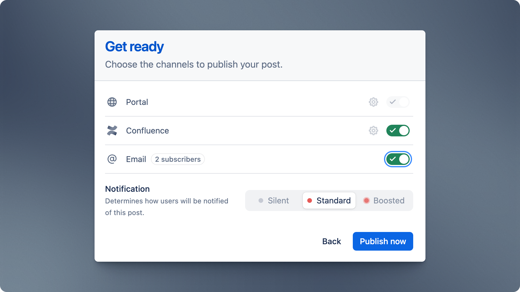 Choose where to publish the post