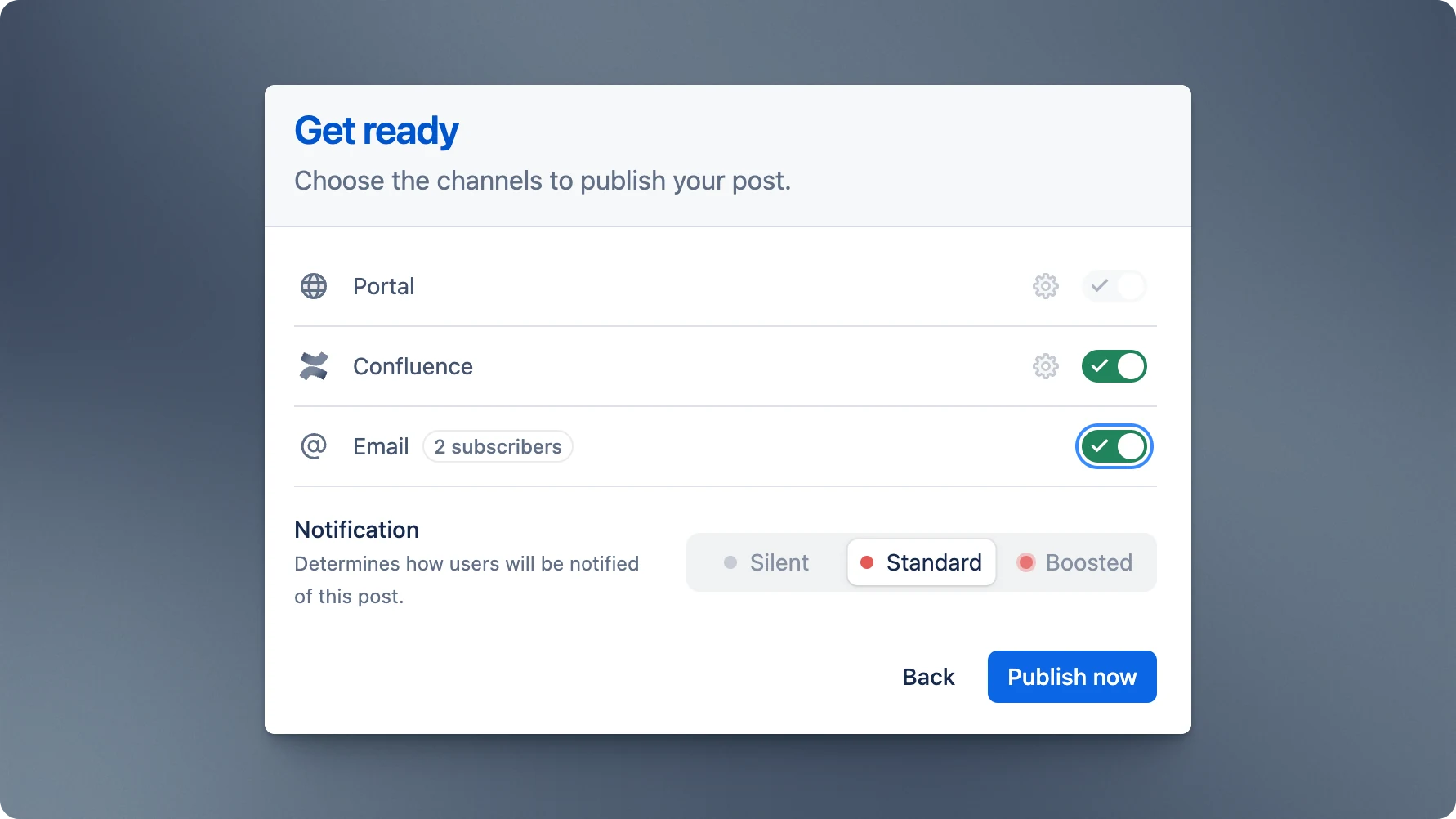Choose where to publish the post