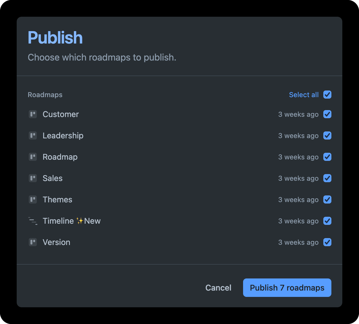 Roadmap Publish